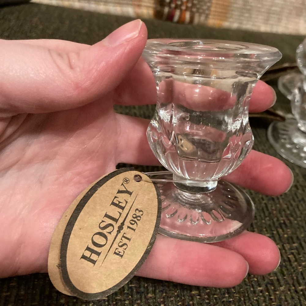 Set of 4 NWT Holley Clear Glass Candle Holders